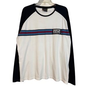 PORSCHE Men's Martini Collection Porsche Long Sleeve Shirt White/Blue, Size XL